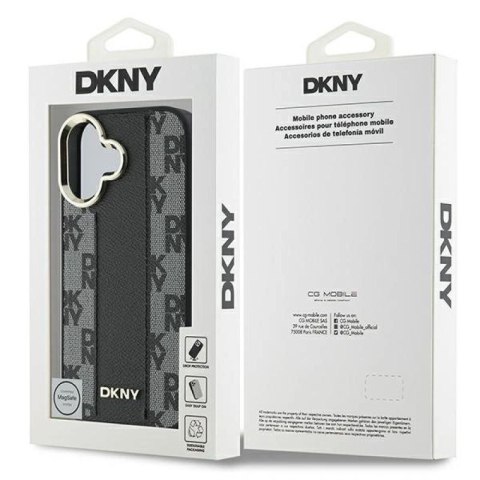Etui DKNY Checkered Pattern Magsafe na iPhone 16 Plus - czarne DKNY