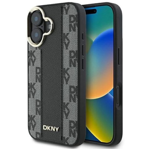 Etui DKNY Checkered Pattern Magsafe na iPhone 16 - czarne DKNY