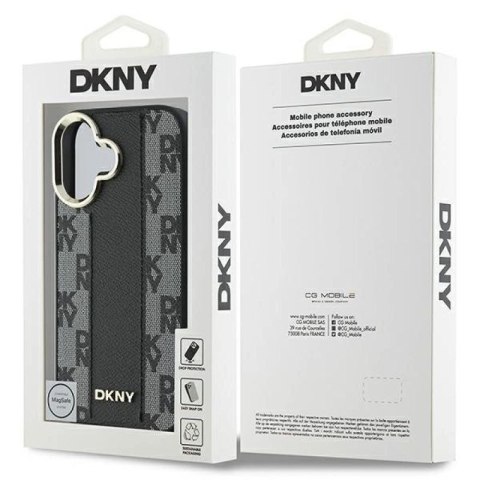 Etui DKNY Checkered Pattern Magsafe na iPhone 16 - czarne DKNY