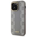 Etui DKNY Leather Checkered Mono Pattern MagSafe na iPhone 14 Pro Max - beżowe DKNY