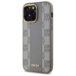 Etui DKNY Leather Checkered Mono Pattern MagSafe na iPhone 14 Pro Max - beżowe DKNY