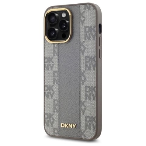 Etui DKNY Leather Checkered Mono Pattern MagSafe na iPhone 14 Pro Max - beżowe DKNY