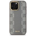Etui DKNY Leather Checkered Mono Pattern MagSafe na iPhone 14 Pro Max - beżowe DKNY