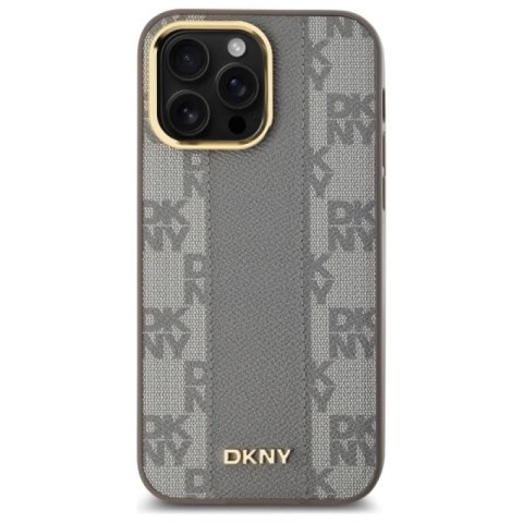 Etui DKNY Leather Checkered Mono Pattern MagSafe na iPhone 14 Pro Max - beżowe DKNY