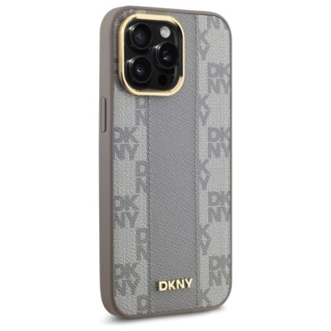 Etui DKNY Leather Checkered Mono Pattern MagSafe na iPhone 14 Pro Max - beżowe DKNY