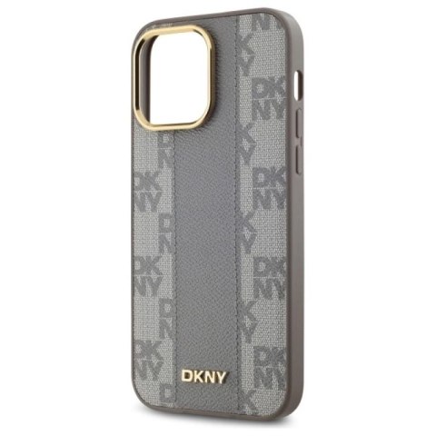 Etui DKNY Leather Checkered Mono Pattern MagSafe na iPhone 14 Pro Max - beżowe DKNY
