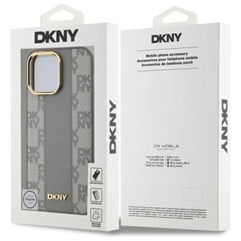 Etui DKNY Leather Checkered Mono Pattern MagSafe na iPhone 14 Pro Max - beżowe DKNY