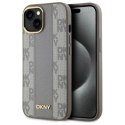 Etui DKNY Leather Checkered Mono Pattern MagSafe na iPhone 15 Plus - beżowe DKNY