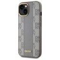 Etui DKNY Leather Checkered Mono Pattern MagSafe na iPhone 15 Plus - beżowe DKNY