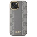 Etui DKNY Leather Checkered Mono Pattern MagSafe na iPhone 15 Plus - beżowe DKNY