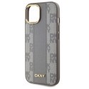 Etui DKNY Leather Checkered Mono Pattern MagSafe na iPhone 15 Plus - beżowe DKNY