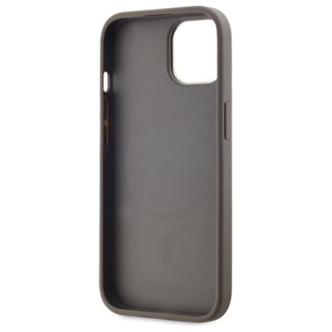 Etui DKNY Leather Checkered Mono Pattern MagSafe na iPhone 15 Plus - beżowe DKNY