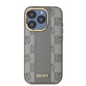 Etui DKNY Leather Checkered Mono Pattern MagSafe na iPhone 15 Pro - beżowe DKNY