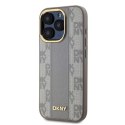 Etui DKNY Leather Checkered Mono Pattern MagSafe na iPhone 15 Pro - beżowe DKNY