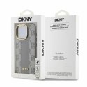 Etui DKNY Leather Checkered Mono Pattern MagSafe na iPhone 15 Pro - beżowe DKNY