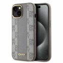 Etui DKNY Leather Checkered Mono Pattern MagSafe na iPhone 15 - beżowe DKNY