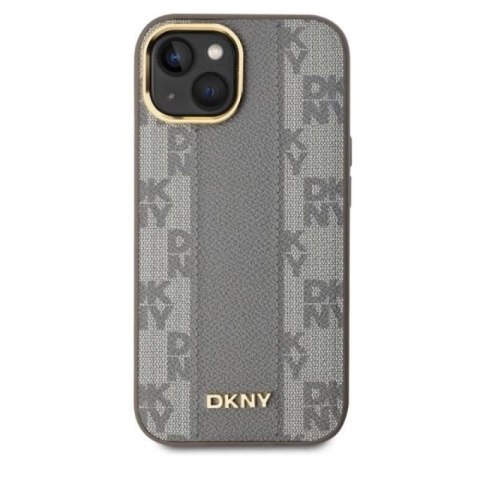 Etui DKNY Leather Checkered Mono Pattern MagSafe na iPhone 15 - beżowe DKNY