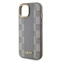 Etui DKNY Leather Checkered Mono Pattern MagSafe na iPhone 15 - beżowe DKNY