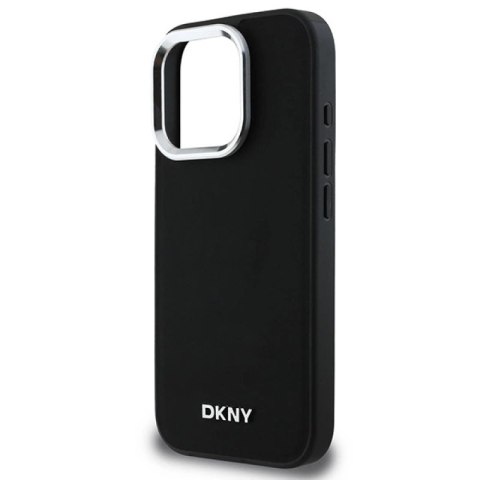Etui DKNY Plain Silver Logo MagSafe na iPhone 16 Pro - czarne DKNY