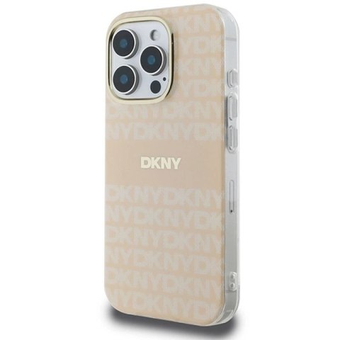 Etui DKNY Repeat Texture Pattern & Stripe MagSafe na iPhone 16 Pro - różowe DKNY