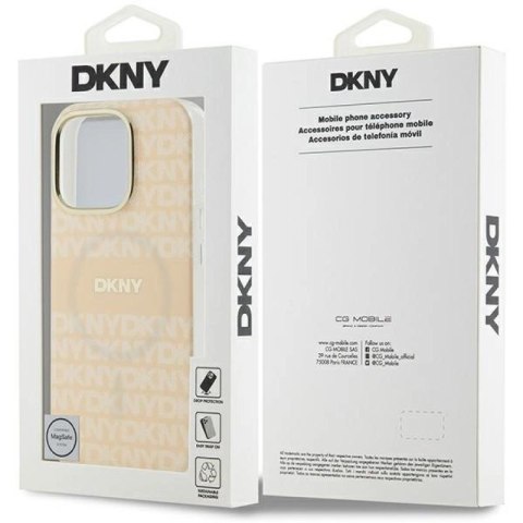 Etui DKNY Repeat Texture Pattern & Stripe MagSafe na iPhone 16 Pro - różowe DKNY