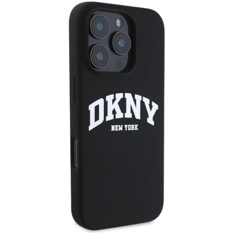 Etui DKNY Silicone White Printed Logo MagSafe na iPhone 16 Pro - czarne DKNY