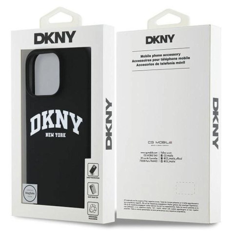 Etui DKNY Silicone White Printed Logo MagSafe na iPhone 16 Pro - czarne DKNY