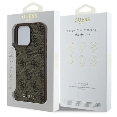 Etui Guess 4G Classic na iPhone 16 Pro Max - brązowe Guess
