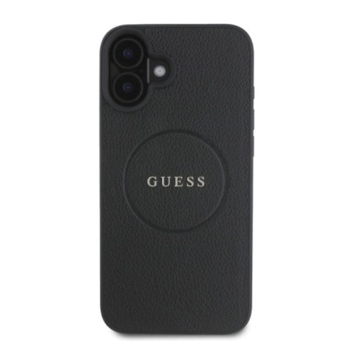 Etui Guess Grained Gold Ring MagSafe na iPhone 16 - czarne Guess