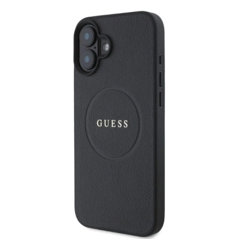Etui Guess Grained Gold Ring MagSafe na iPhone 16 - czarne Guess