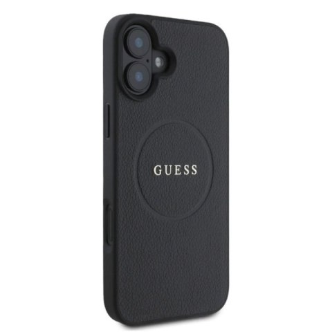 Etui Guess Grained Gold Ring MagSafe na iPhone 16 - czarne Guess