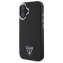 Etui Guess Grained Triangle MagSafe na iPhone 16 - czarne Guess