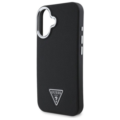 Etui Guess Grained Triangle MagSafe na iPhone 16 - czarne Guess