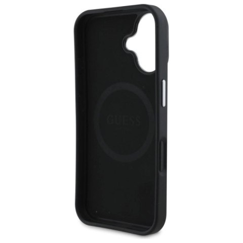 Etui Guess Grained Triangle MagSafe na iPhone 16 - czarne Guess