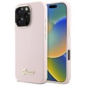 Etui Guess Silicone Script Metal Logo & Frame na iPhone 16 Pro Max - różowe Guess