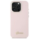 Etui Guess Silicone Script Metal Logo & Frame na iPhone 16 Pro Max - różowe Guess