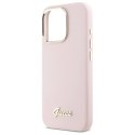 Etui Guess Silicone Script Metal Logo & Frame na iPhone 16 Pro Max - różowe Guess