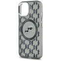 Etui Karl Lagerfeld IML Monogram Karl & Choupette Head MagSafe na iPhone 15 Plus - czarne Karl Lagerfeld