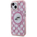 Etui Karl Lagerfeld IML Monogram Karl & Choupette Head MagSafe na iPhone 15 Plus - różowe Karl Lagerfeld