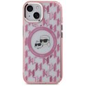 Etui Karl Lagerfeld IML Monogram Karl & Choupette Head MagSafe na iPhone 15 Plus - różowe Karl Lagerfeld