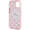 Etui Karl Lagerfeld IML Monogram Karl & Choupette Head MagSafe na iPhone 15 Plus - różowe Karl Lagerfeld