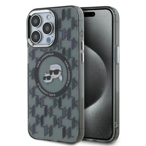 Etui Karl Lagerfeld IML Monogram Karl & Choupette Head MagSafe na iPhone 15 Pro Max - czarne Karl Lagerfeld
