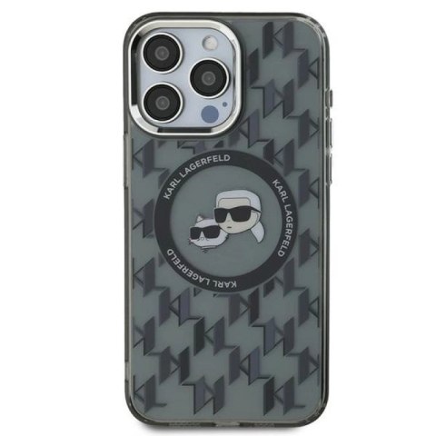 Etui Karl Lagerfeld IML Monogram Karl & Choupette Head MagSafe na iPhone 15 Pro Max - czarne Karl Lagerfeld