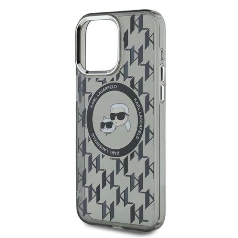 Etui Karl Lagerfeld IML Monogram Karl & Choupette Head MagSafe na iPhone 15 Pro Max - czarne Karl Lagerfeld