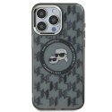 Etui Karl Lagerfeld IML Monogram Karl & Choupette Head MagSafe na iPhone 15 Pro - czarne Karl Lagerfeld