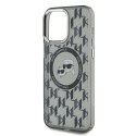 Etui Karl Lagerfeld IML Monogram Karl & Choupette Head MagSafe na iPhone 15 Pro - czarne Karl Lagerfeld