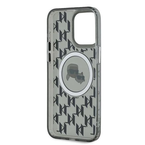 Etui Karl Lagerfeld IML Monogram Karl & Choupette Head MagSafe na iPhone 15 Pro - czarne Karl Lagerfeld