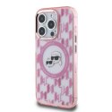 Etui Karl Lagerfeld IML Monogram Karl & Choupette Head MagSafe na iPhone 15 Pro - różowe Karl Lagerfeld