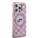 Etui Karl Lagerfeld IML Monogram Karl & Choupette Head MagSafe na iPhone 15 Pro - różowe Karl Lagerfeld