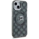 Etui Karl Lagerfeld IML Monogram Karl & Choupette Head MagSafe na iPhone 15 - czarne Karl Lagerfeld